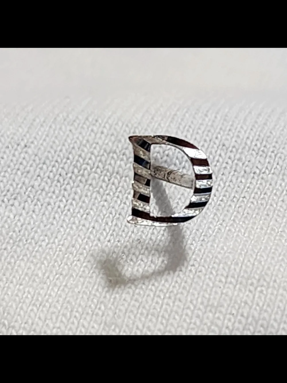 Sterling Silver Letter D Initial Lapel Pin Tie Tack Monogram Vintage